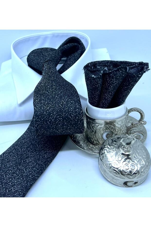 Dokuma Mendilli Kravat - 3