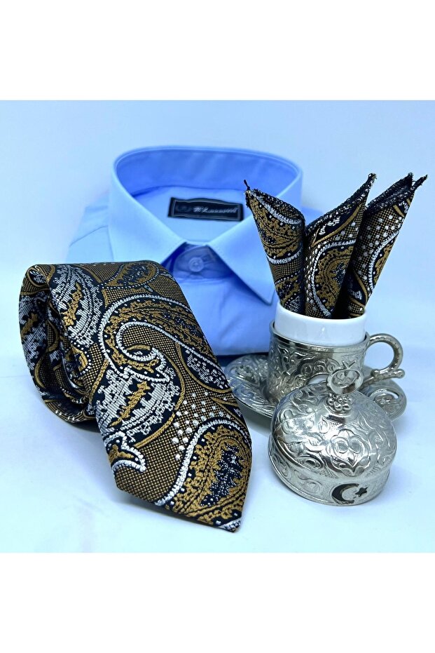 Dokuma Mendilli Kravat - 5