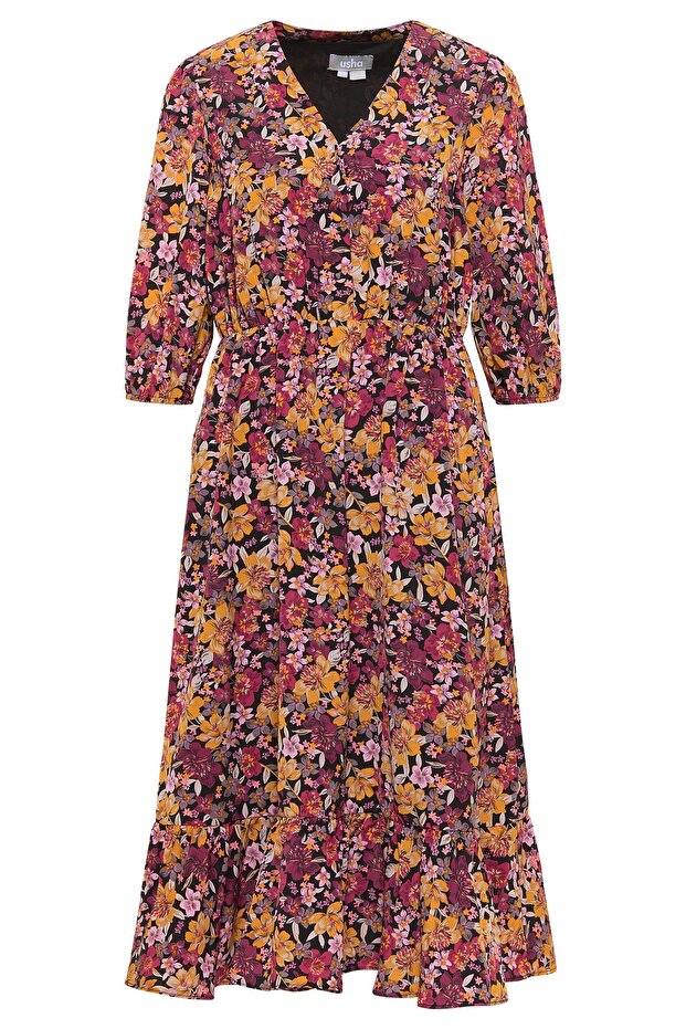 Midi dress with floral print qisha - 4