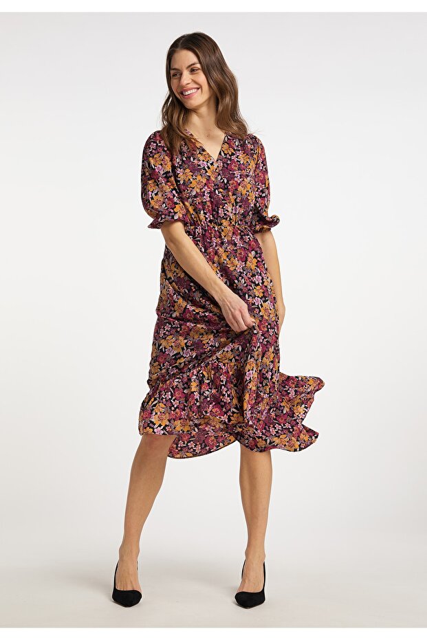 Midi dress with floral print qisha - 2