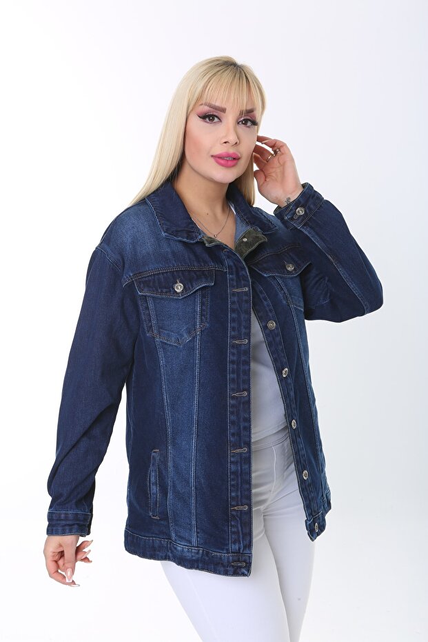 سترة نسائية كبيرة الحجم من الدنيم