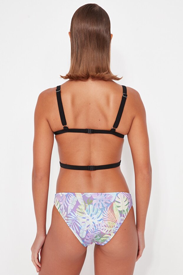 Mor Yaprak Desenli Bikini Üstü TBESS20BU0151 - 6