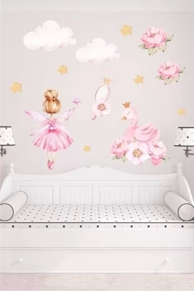 Ballerina And Swan Wall Sticker 70x100 Cm