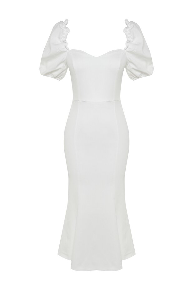 Weißes, gewebtes Abendkleid für die Braut, Abschlussballkleid TPRSS21EL0053 - 7