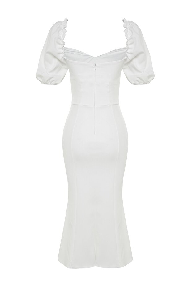 Weißes, gewebtes Abendkleid für die Braut, Abschlussballkleid TPRSS21EL0053 - 8