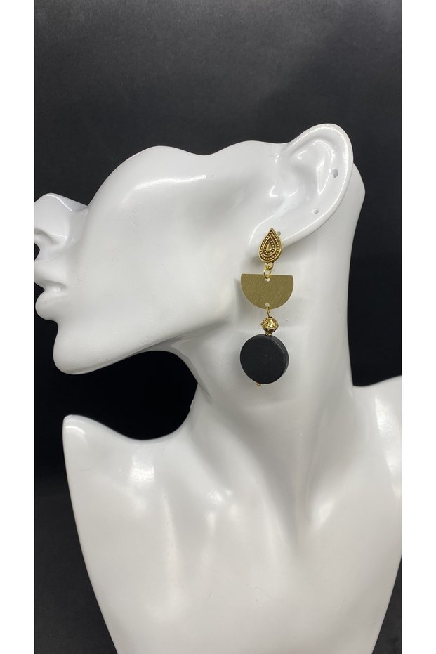 Handmade Ethnic Lacquer Finish Wood Bead Women Earrings