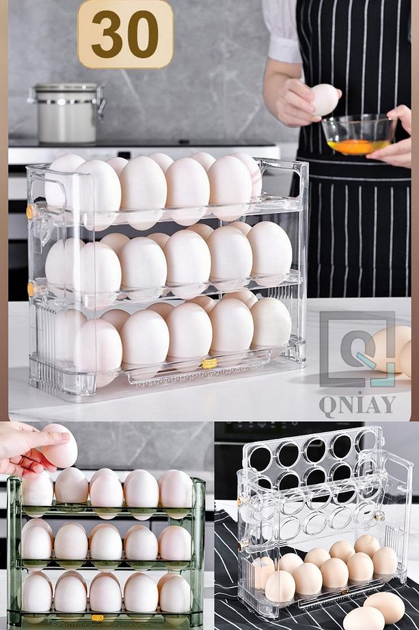 3 Katlı Raf Yumurta Saklama Kutusu Buzdolabı Yan Kapı Organizer Buz Dolabı Için Yumurta Rafı - 3