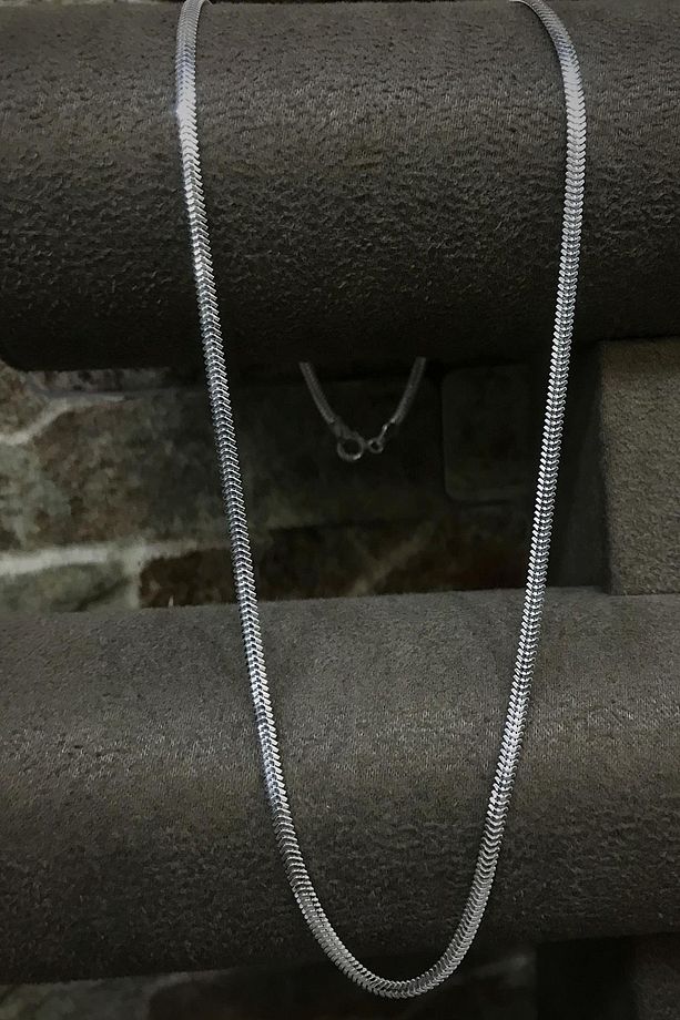Gümüş 2,5 Mm Yassı Döküm Boyun Zinciri Kolye Kt125e3 - 1