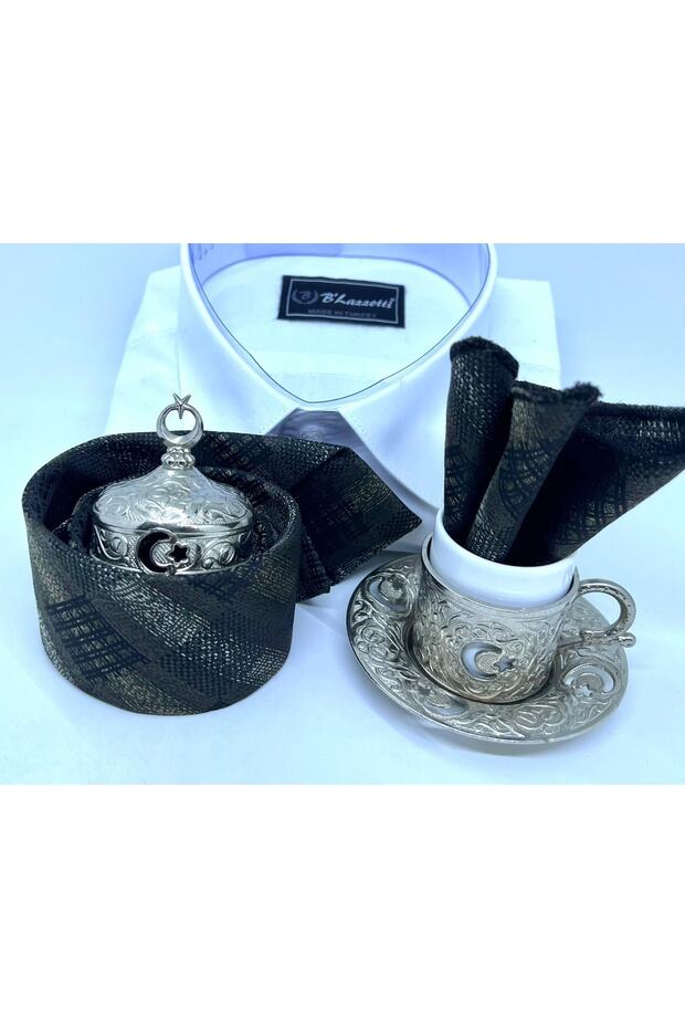 Dokuma Mendilli Kravat - 5