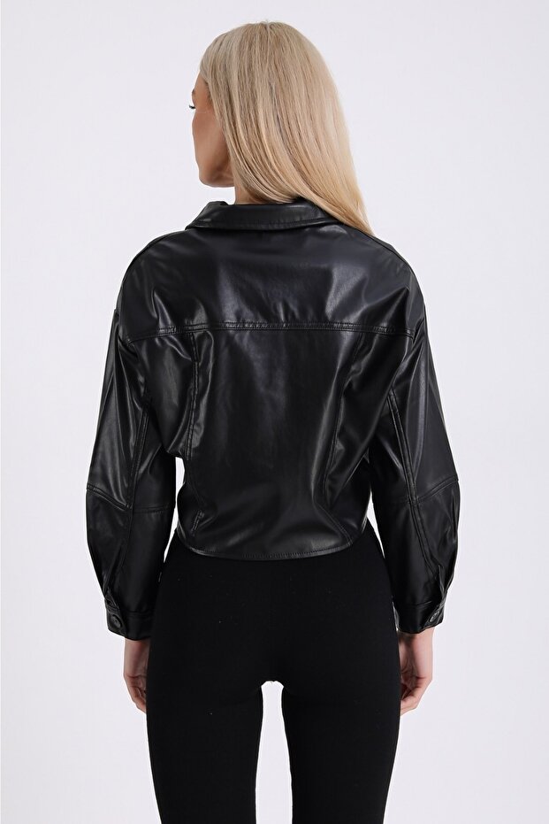 Къса черна кожена риза - 3
