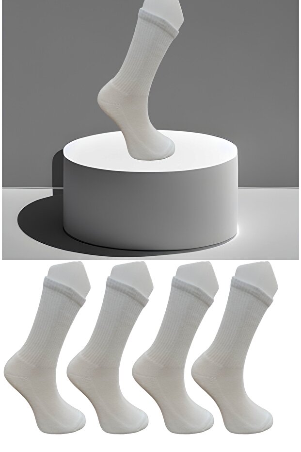 Seamless 4 Pairs Combed Cotton Towel Bottom Sports Tennis Socks