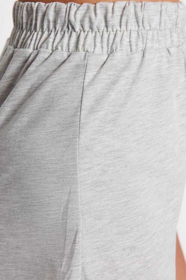 Gri Büzgülü Şortlu Örme Pijama Takımı THMSS23PT00010 - 7