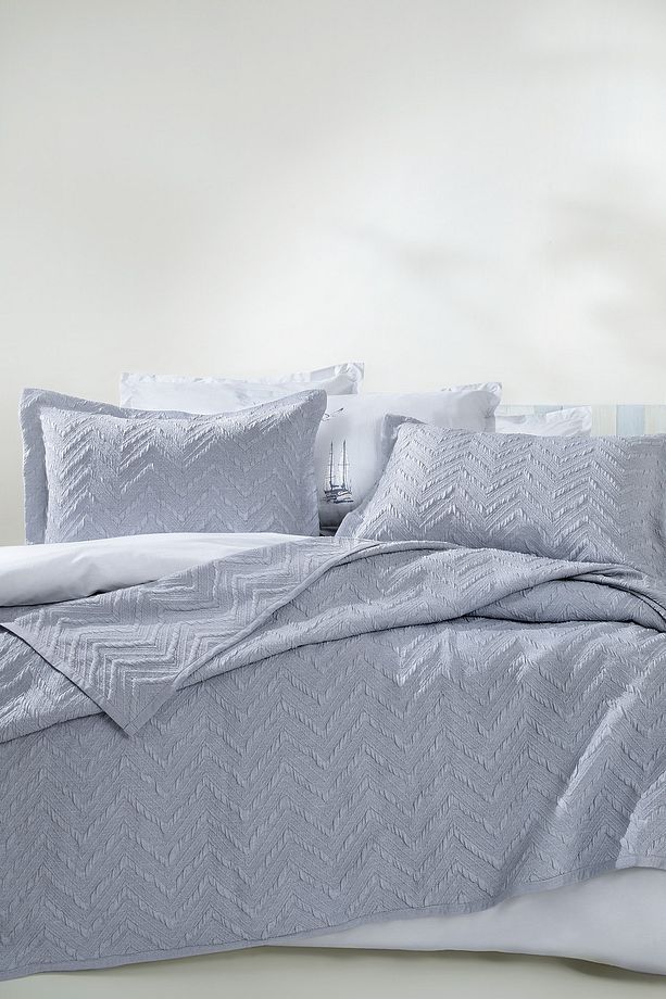 Curly Tek Kişilik Yatak Örtüsü Seti - Indigo - 1