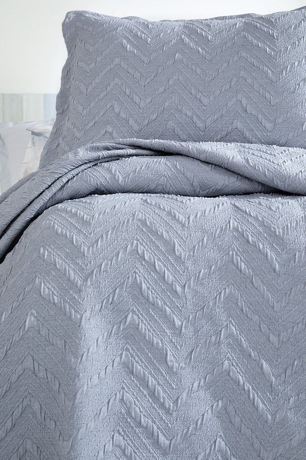 Curly Tek Kişilik Yatak Örtüsü Seti - Indigo - 2