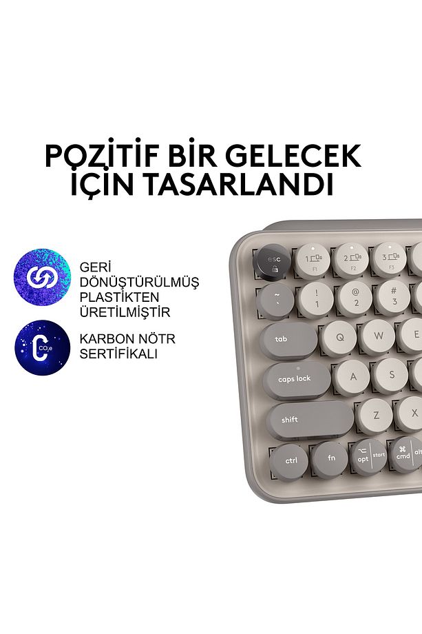 Pop Keys 920-011526 Türkçe Q Bej Kablosuz Klavye - KL-322 - 5