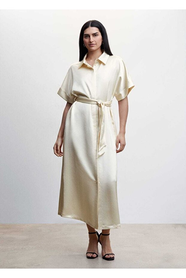 Saten Gömlek Elbise - 2