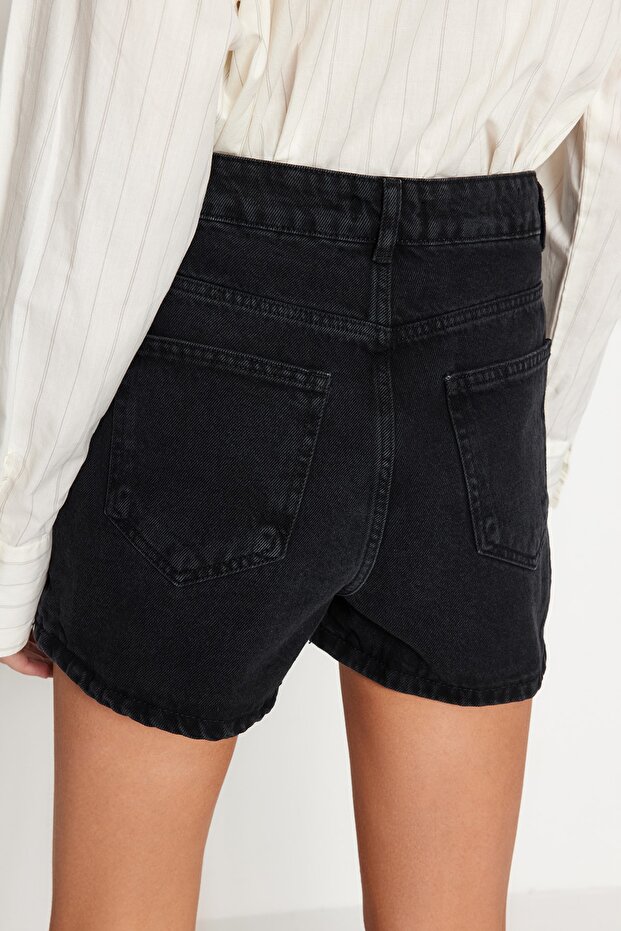 Siyah More Sustainable Mini Denim Şort Etek TWOSS23SR00190 - 5