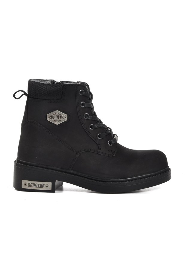 G5121 Crazy Black Genuine Leather Unisex Boots