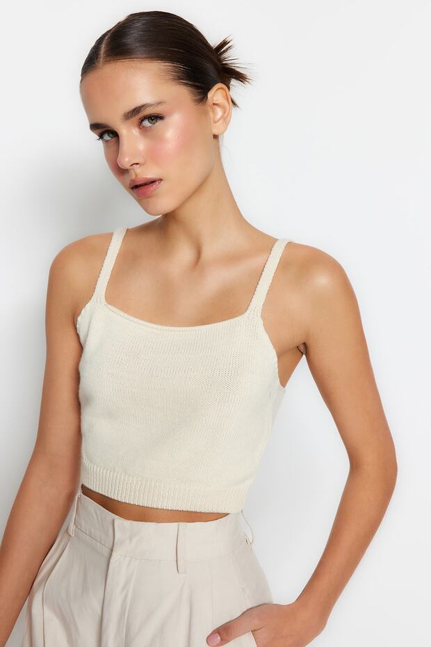 Bluzka-kardigan z guzikami w kamieniu, szczegółowo ażurowa/z dziurami TWOSS23HI00000 - 3