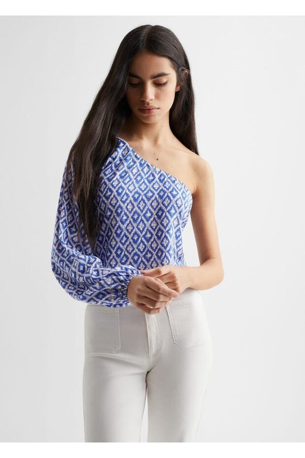 Patterned Asymmetrical Blouse - 1