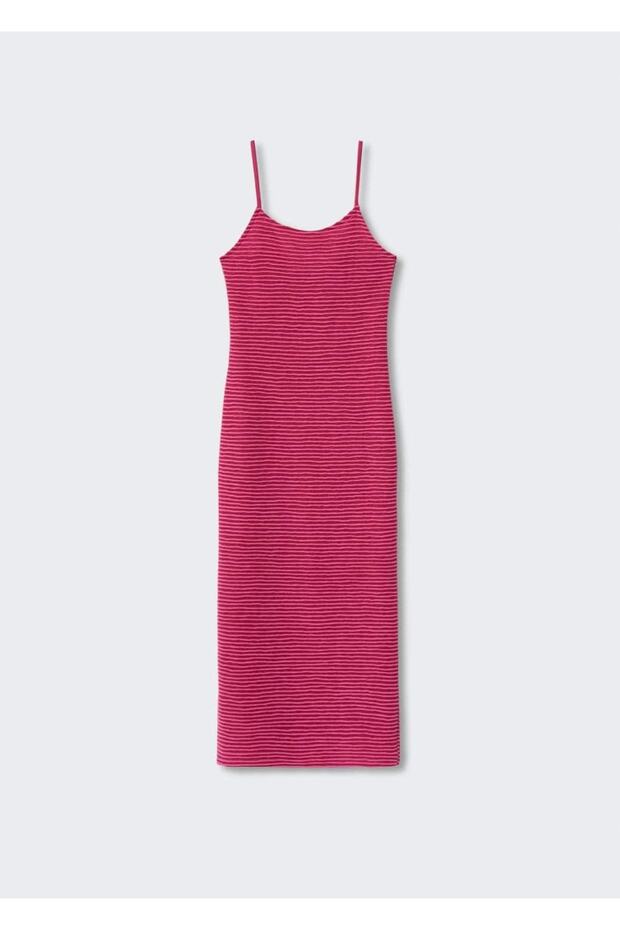 Çizgili Fit Elbise - 3