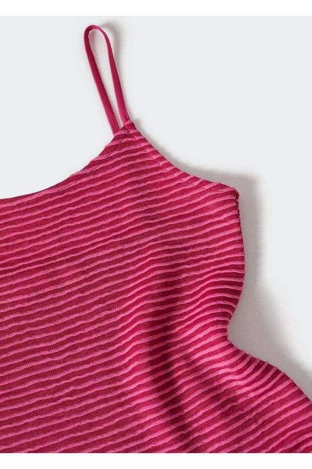 Çizgili Fit Elbise - 6