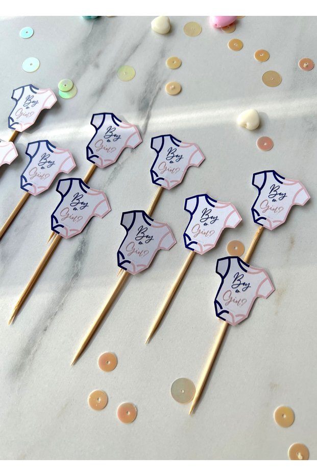 10 Pieces Tiny Boy Or Girl Cupcake Topper - Gender Party Muffin Topper