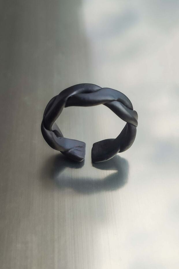 ماتي الأسود ملفوف حلقة فارس حلقة قابل للتعديل - 3