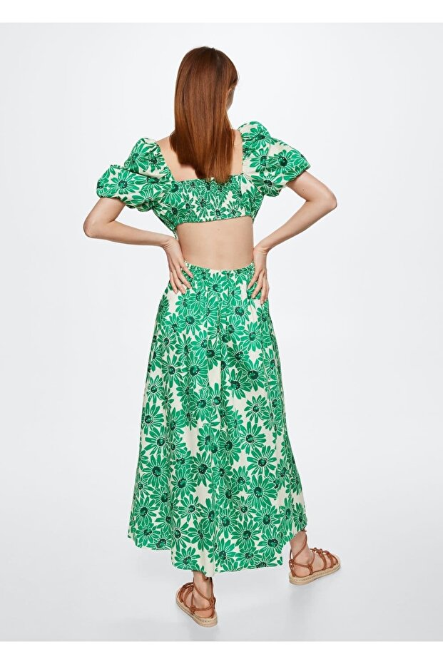 Çiçekli Pamuklu Elbise - 4