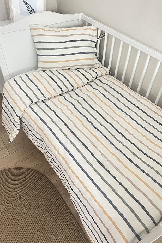 Linen Duvet Cover Set (100X150 - 35X45) - Thick Striped