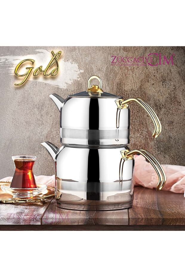 إبريق شاي ذهبي صغير الحجم من إنزا