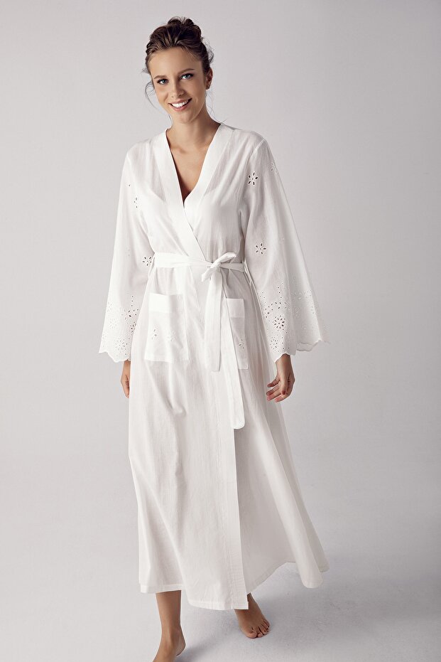 Rochie lungă țesută Ecru-11500 - 1