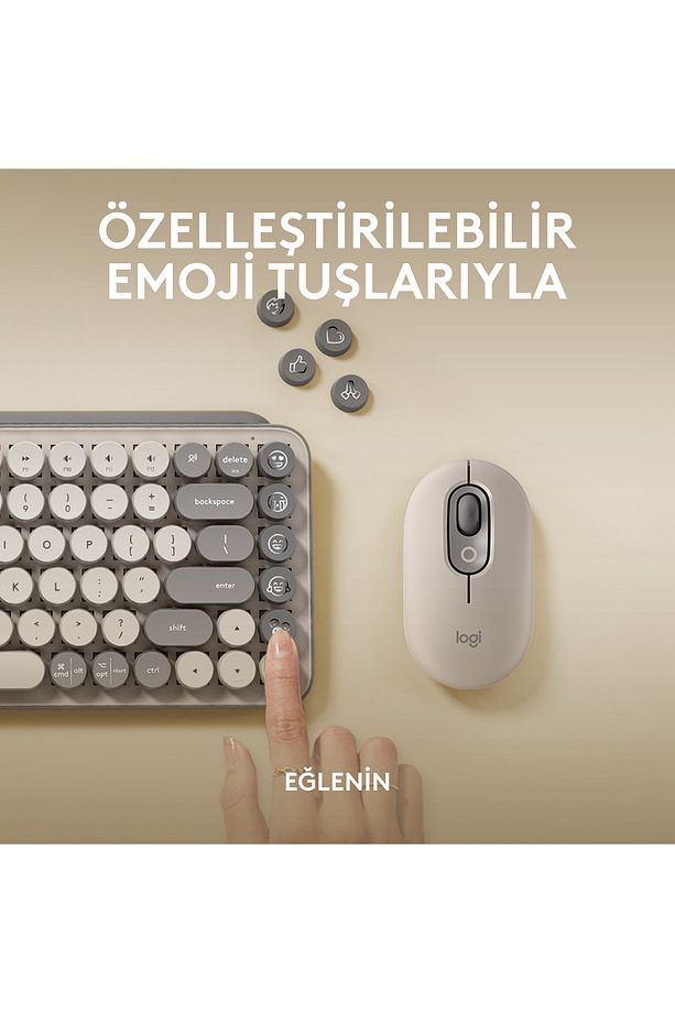 Pop Keys 920-011526 Türkçe Q Bej Kablosuz Klavye - KL-322 - 3
