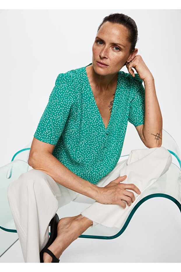 Desenli Dökümlü Bluz - 8