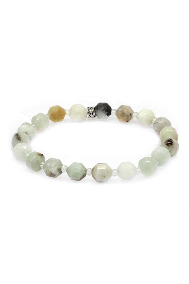 Facet Cut Amazonite Natural Stone Men's Bracelet