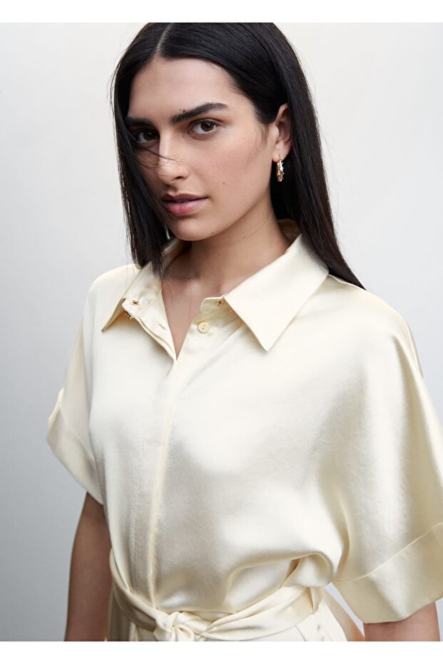 Saten Gömlek Elbise - 5