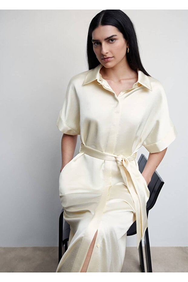 Saten Gömlek Elbise - 6