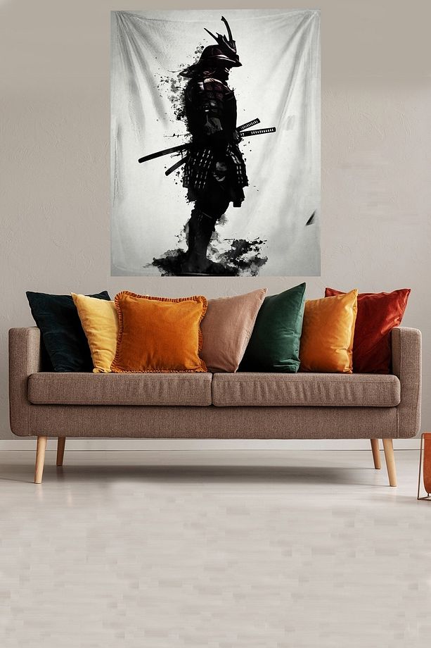 Zırhlı Savaşçı Şovalye Leke Tutmaz Kadife Kumaş Duvar Örtüsü Duvar Halısı Tapestry - 2