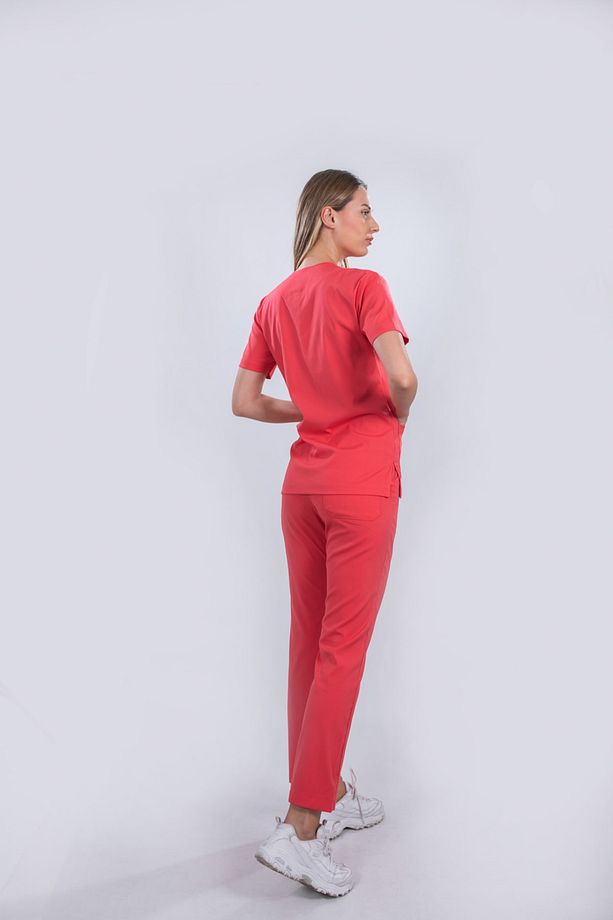 Soft Likralı Cerrahi Takım,hemşire Forması,unısez,takma Kol,mercan - 2