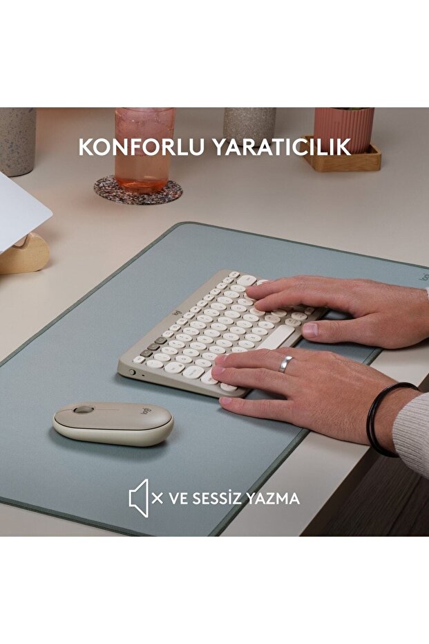 K380 Kompakt Kablosuz Bluetooth Türkçe Q Klavye - Bej - 3