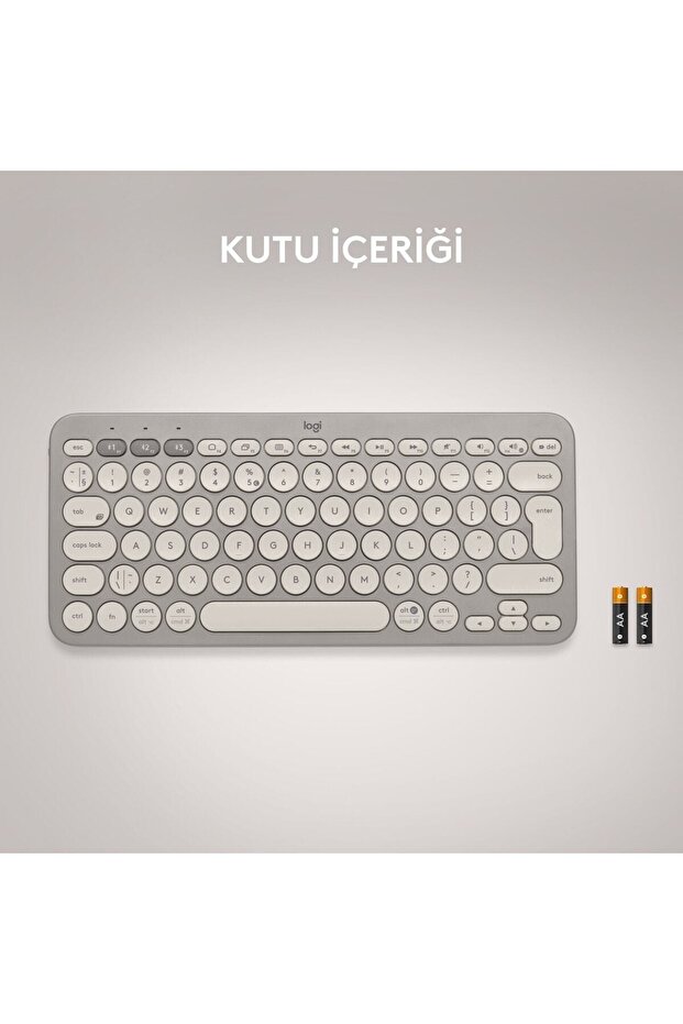 K380 Kompakt Kablosuz Bluetooth Türkçe Q Klavye - Bej - 8