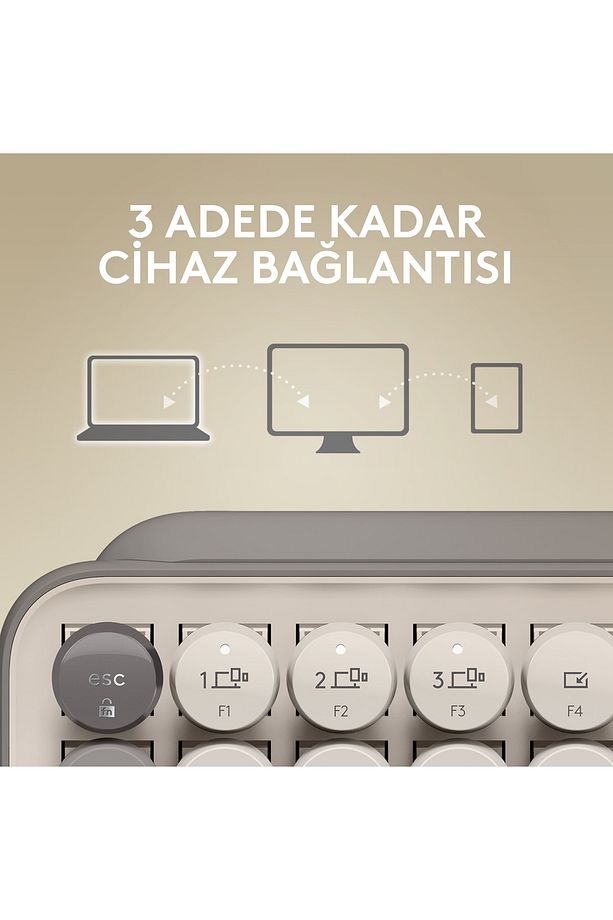 Pop Keys 920-011526 Türkçe Q Bej Kablosuz Klavye - KL-322 - 8