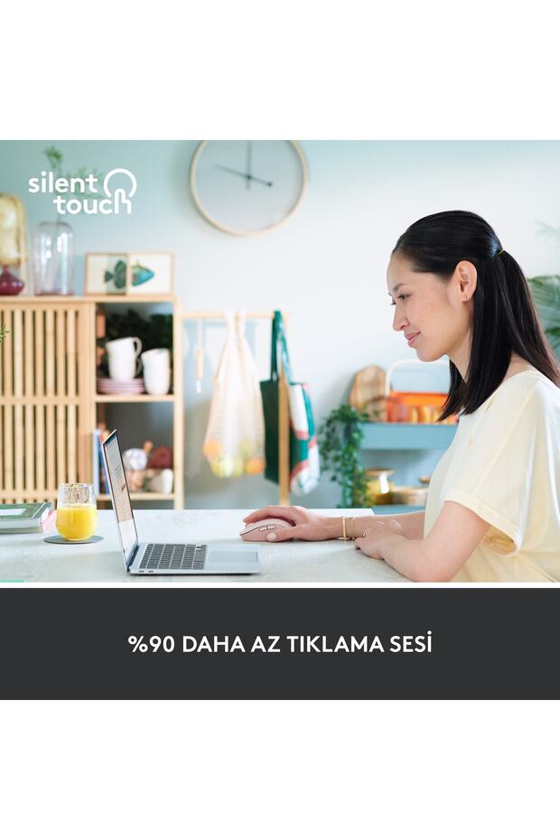 Signature M650 Büyük Boy Sağ El Için Sessiz Kablosuz Mouse - Pembe - 4