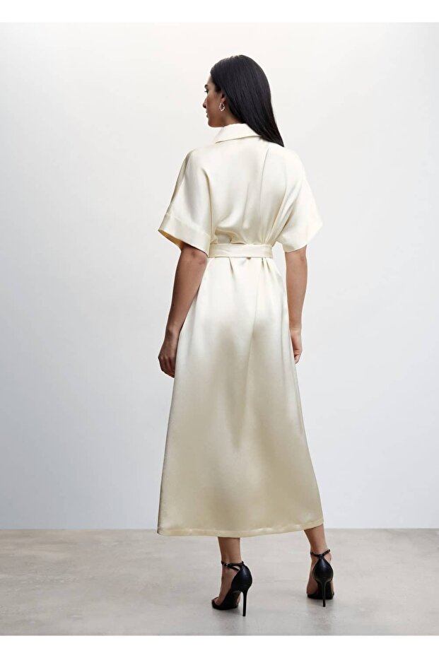 Saten Gömlek Elbise - 4