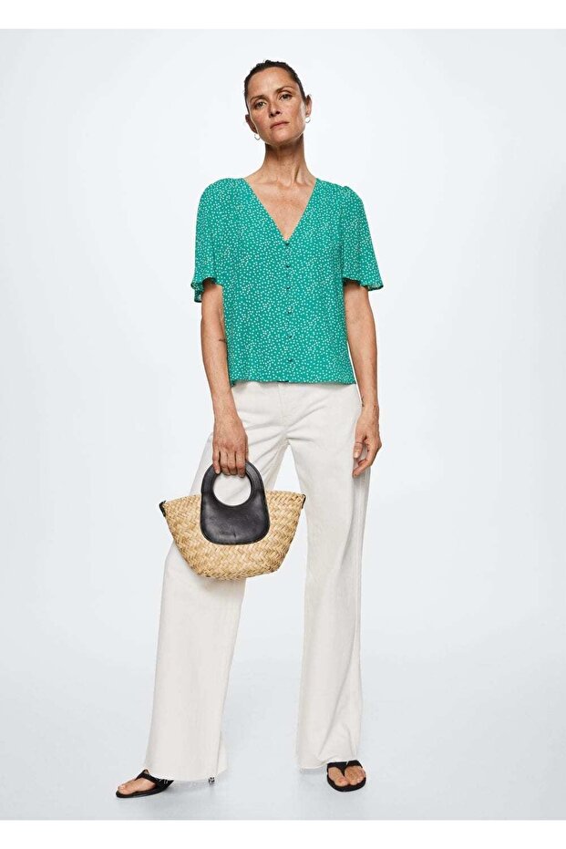 Desenli Dökümlü Bluz - 2