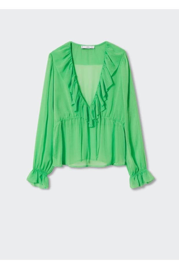 Yakası Volanlı Bluz - 3