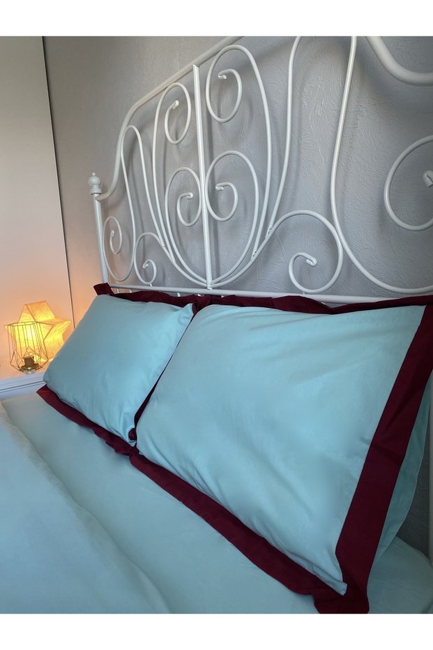 Blue Colored Claret Red Striped Pillow Case