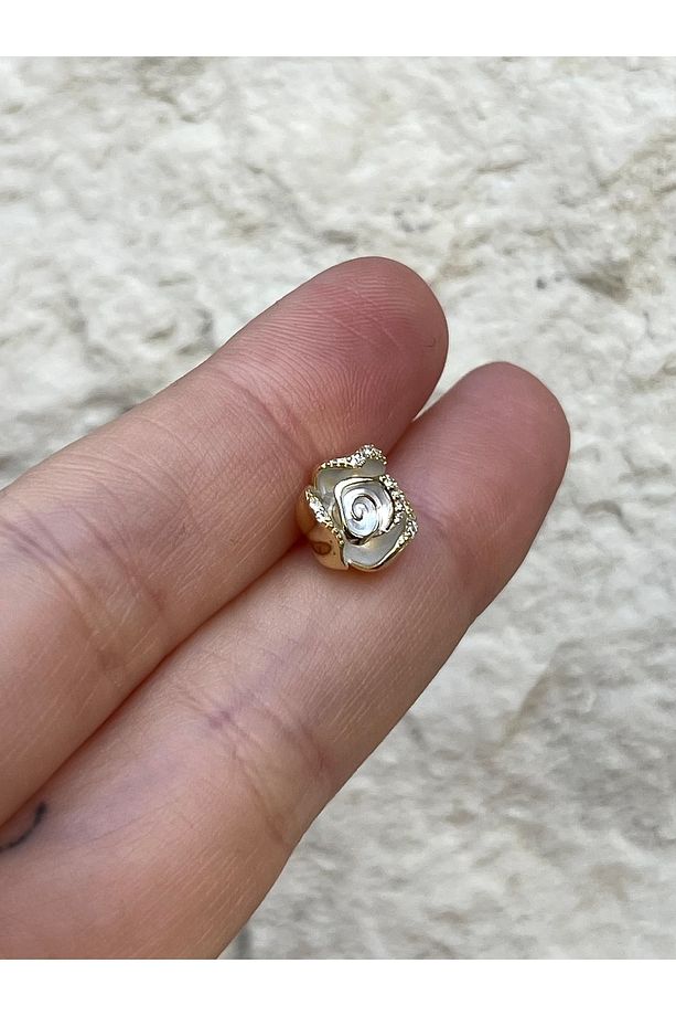 Tekli Gümüş Gül Küpe - 1 Adet - 2