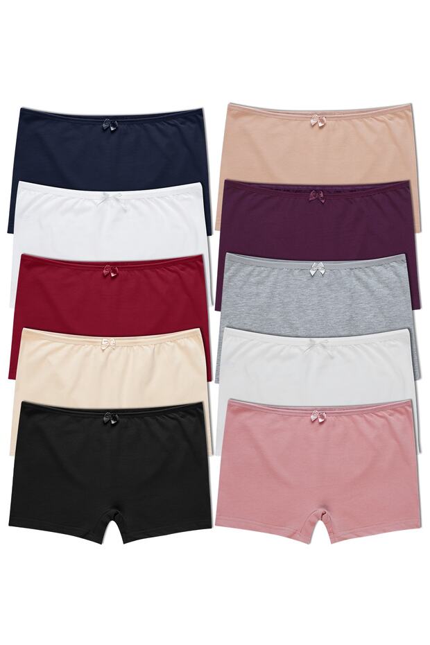 Pack of 10 Cotton Boxer Women's Panties