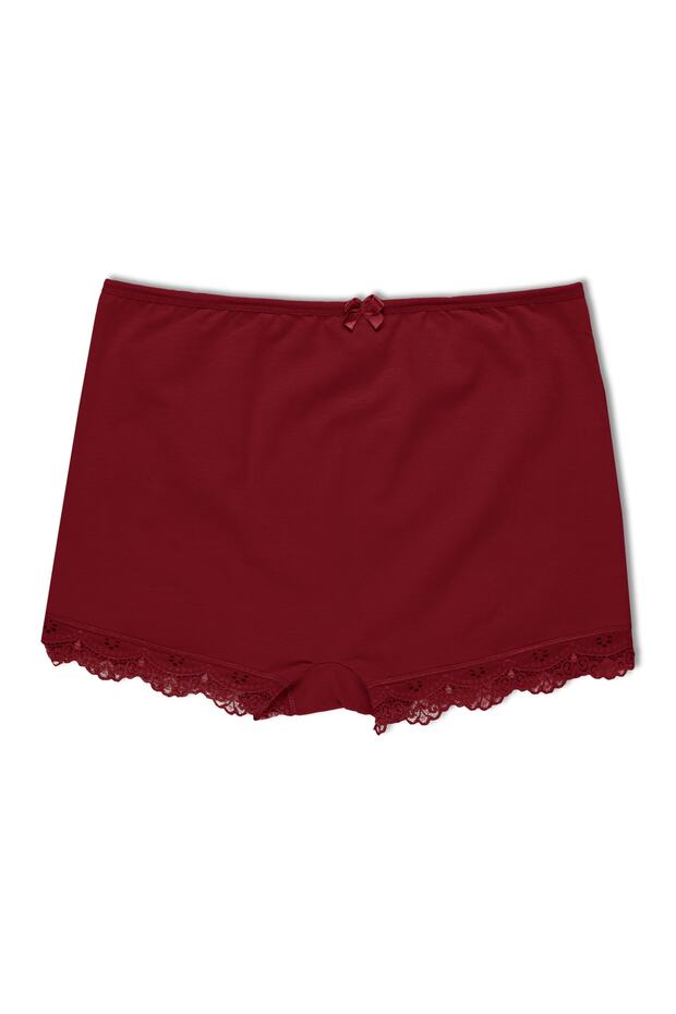 Burgundy Cotton Lace Women's Tights Shorts